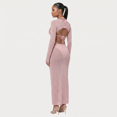 Bikini With Matching Cover Up Flattering Maxi Dress Cut-Out - angle