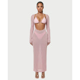 Bikini With Matching Cover Up Flattering Maxi Dress Cut-Out - Image 1