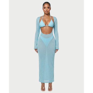 Bikini With Matching Cover Up Flattering Maxi Dress Cut-Out - Image 13