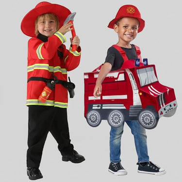 Boys' Halloween Firefighter Costume With Fire Chief Badge And Reflective Stripes For Authentic Details - Image 5