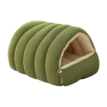 Corduroy Semi-Closed Tent Cat Bed With Washable Fleece Lining - Image 8