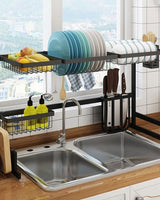 Dish Drying Rack Over Kitchen Sink Stainless Steel Organizer With Large Storage Shelves - Image 9