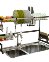 Dish Drying Rack Over Kitchen Sink Stainless Steel Organizer With Large Storage Shelves - Image 2
