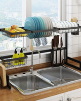 Dish Drying Rack Over Kitchen Sink Stainless Steel Organizer With Large Storage Shelves - Image 5