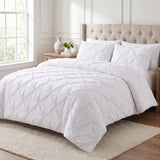 Duvet Cover Set Quilted Diamond Pintuck Bedding - Image 2