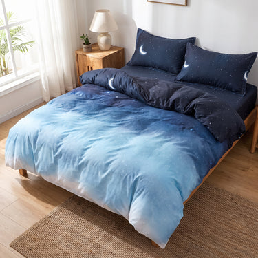 Duvet Cover Set Reversible Microfiber Gradient Solid Design - Image 1