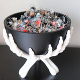 Halloween Candy Bowl With White Skeleton Hands Plastic Matte Black Design Detachable Components For Indoor Seasonal Use And Decor - Image 2