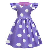 Halloween Costume For Purple Polka Dot Princess With Flutter Sleeves And A-Line Silhouette Easy Slip-On Design For All-Day Wear - Image 4