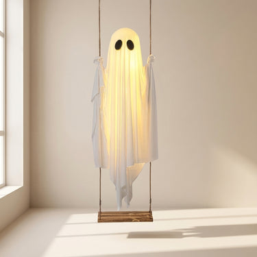 Halloween Decoration Hanging Ghost With Integrated LED String Lights Swing Decor For Indoor And Outdoor Use - Image 1