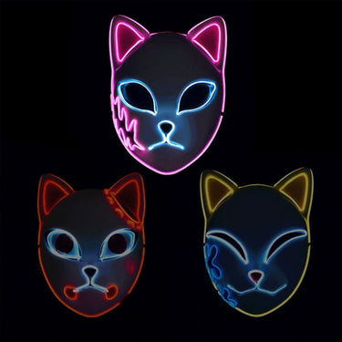 Halloween Fox Mask Japanese Demon Design LED Light Up Cosplay Party Costume - Image 5