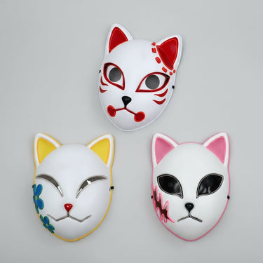 Halloween Fox Mask Japanese Demon Design LED Light Up Cosplay Party Costume - Image 6