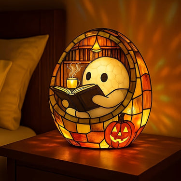 Halloween Ghost Figurine Reading Book With Integrated Internal Lighting Lighted Indoor Tabletop Decoration Decor - Image 2
