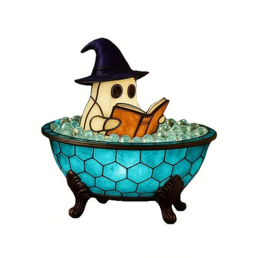 Halloween Ghost Figurine Reading Book With Integrated Internal Lighting Lighted Indoor Tabletop Decoration Decor - Image 6