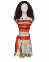 Halloween Princess Costume With Tropical Print Top Grass Skirt And Pendant - Image 7