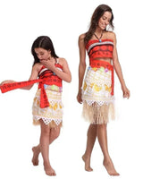 Halloween Princess Costume With Tropical Print Top Grass Skirt And Pendant - Image 3
