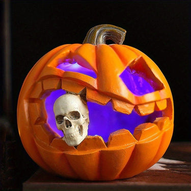 Halloween Pumpkin Decoration With Realistic Skull Jack O'lantern Decor Durable Construction And No Electricity Required. - Image 1