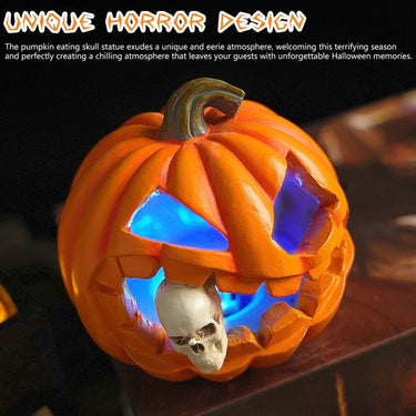 Halloween Pumpkin Decoration With Realistic Skull Jack O'lantern Decor Durable Construction And No Electricity Required. - Image 6