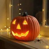 Halloween Pumpkin Lantern With LED Light In Orange Plastic And Battery Operated For Cordless Decoration - Image 6
