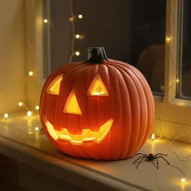 Halloween Pumpkin Lantern With LED Light In Orange Plastic And Battery Operated For Cordless Decoration - Image 6