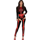 Halloween Skeleton Costume Outfit With Bodysuit And Thigh-High Leggings For Party - Image 4