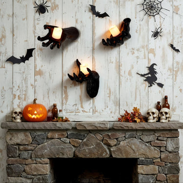 Halloween Wall Decoration Reaching Hand With Warm LED Candle Mounted Decor - Image 2