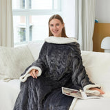 Heated Wearable Blanket Hooded Fleece Foot Pocket - Image 1
