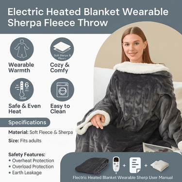 Heated Wearable Blanket Hooded Fleece Foot Pocket - Image 6