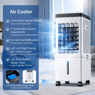Home Appliances Mobile Air Cooler Tower With Wheels For Cooling And Humidification - Image 5
