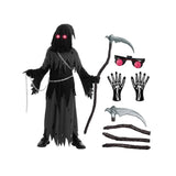 Kids Halloween Costume Grim Reaper Hooded Robe Set With Glowing Eyes And Complete Accessory Kit - Image 3