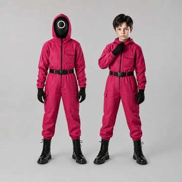 Kids Halloween Costume Kids' Hooded Jumpsuit With Mesh Mask And Gloves Trick-Or-Treat - Image 2