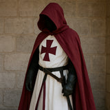 Knights Templar Crusader Cosplay Costume Authentic Tunic & Cape Set Halloween Costume For Adults - Image 2