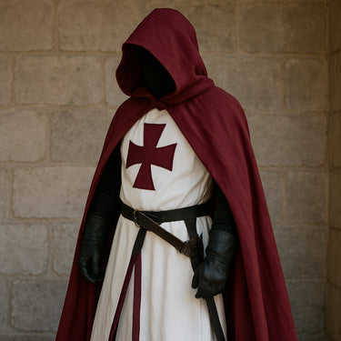 Knights Templar Crusader Cosplay Costume Authentic Tunic & Cape Set Halloween Costume For Adults - Image 2