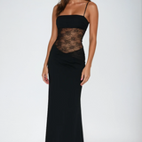 Lace Panel Bodycon Maxi Dress with Adjustable Straps