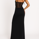 Lace Panel Bodycon Maxi Dress with Adjustable Straps