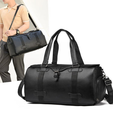 Leather Duffel Bag with Secure Weekender Design and Lace-Up Closure - Image 1