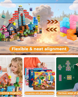 Light Up Magnetic Blocks Blockmaster Light-Up Building With Glowing Patterns Snap Together No Instructions Needed - Image 6