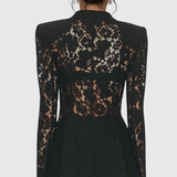 Long Sleeve Lace Blazer and Wide-Leg Trousers Two-Piece Suit Set