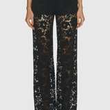 Long Sleeve Lace Blazer and Wide-Leg Trousers Two-Piece Suit Set