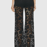 Long Sleeve Lace Blazer and Wide-Leg Trousers Two-Piece Suit Set