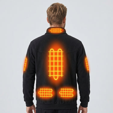 Men's Heated Jacket In Fleece With Stand Collar And Full Zip That Seals In Heat And Blocks Wind - Image 2