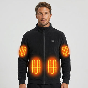 Men's Heated Jacket In Fleece With Stand Collar And Full Zip That Seals In Heat And Blocks Wind - Image 1