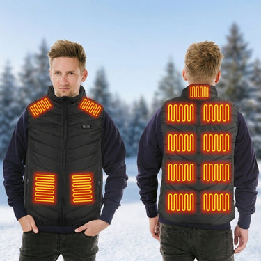 Men's Heated Vest Men With USB Rechargeable Battery Powered Stand Collar Puffer And Dual-button Chest Controller - Image 1