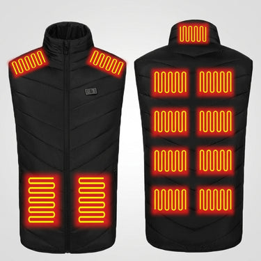 Men's Heated Vest Men With USB Rechargeable Battery Powered Stand Collar Puffer And Dual-button Chest Controller - Image 2