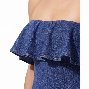 One Piece Swimsuit Flattering Strapless -Trim - detail
