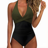 One Piece Swimsuit Flattering Halter V-Neck - Image 11