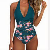 One Piece Swimsuit Flattering Halter V-Neck - Image 16
