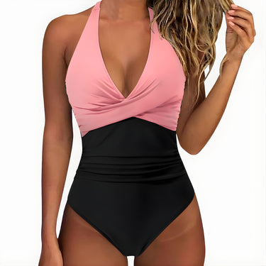 One Piece Swimsuit Flattering Halter V-Neck - Image 24