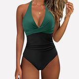 One Piece Swimsuit Flattering Halter V-Neck - Image 29