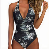One Piece Swimsuit Flattering Halter V-Neck - Image 30
