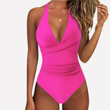 One Piece Swimsuit Flattering Halter V-Neck - Image 6